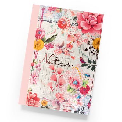 kleurrijk notitieboek georganiseerd bloemen rozen roze 